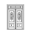1-oval lite with curved panel over 1-panel double door with transom
Unit Dimension 73-3/8" x 114-1/2"
Door Dimension 36" x 94-1/4"
Panels - raised
Glazing - Leaded IG